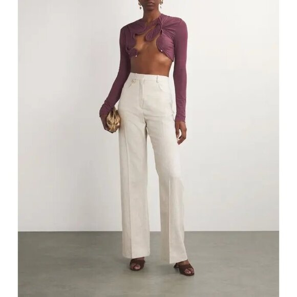 Christopher Esber Venus Long Sleeve Crop Top in Mahogany 2 New Womens Blouse - Picture 12 of 16